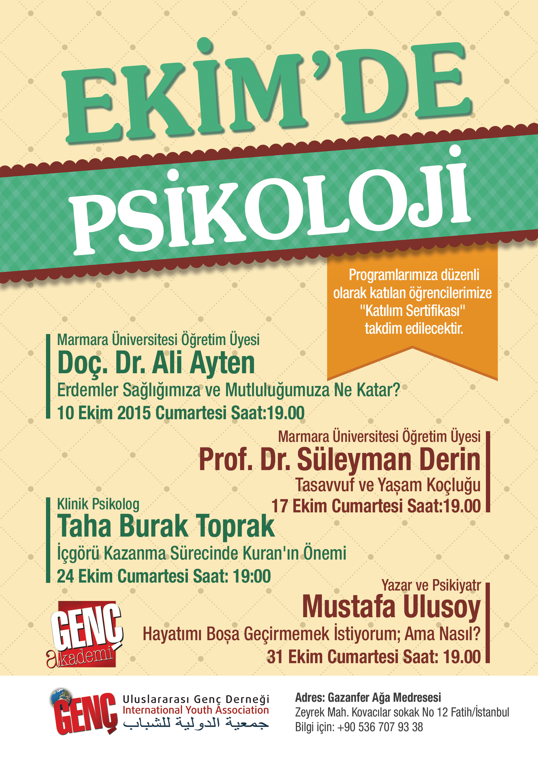Ekim`de Psikoloji`de Yarın Tasavvuf Konuşuluyor!